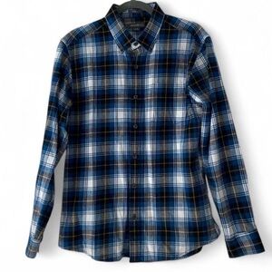 Eddie Bauer Navy and White Plaid Shirt